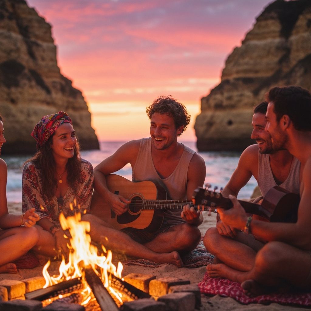 Beach bonfire in Portugal